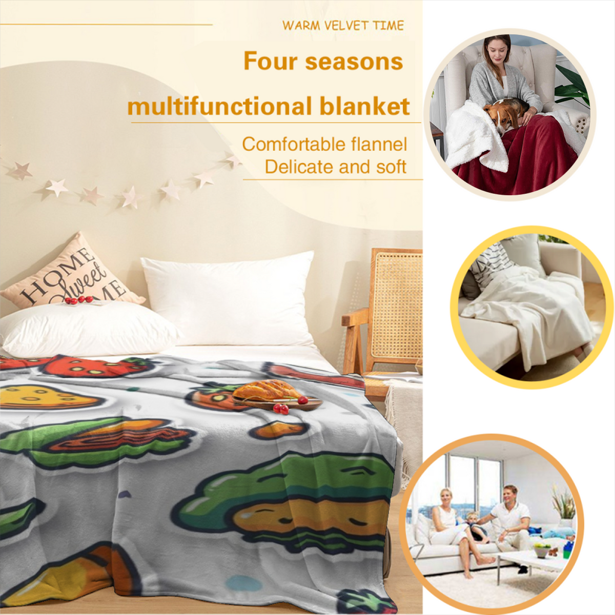 Electric Picnic Soft Neutral Art Decorative Flannel Blanket