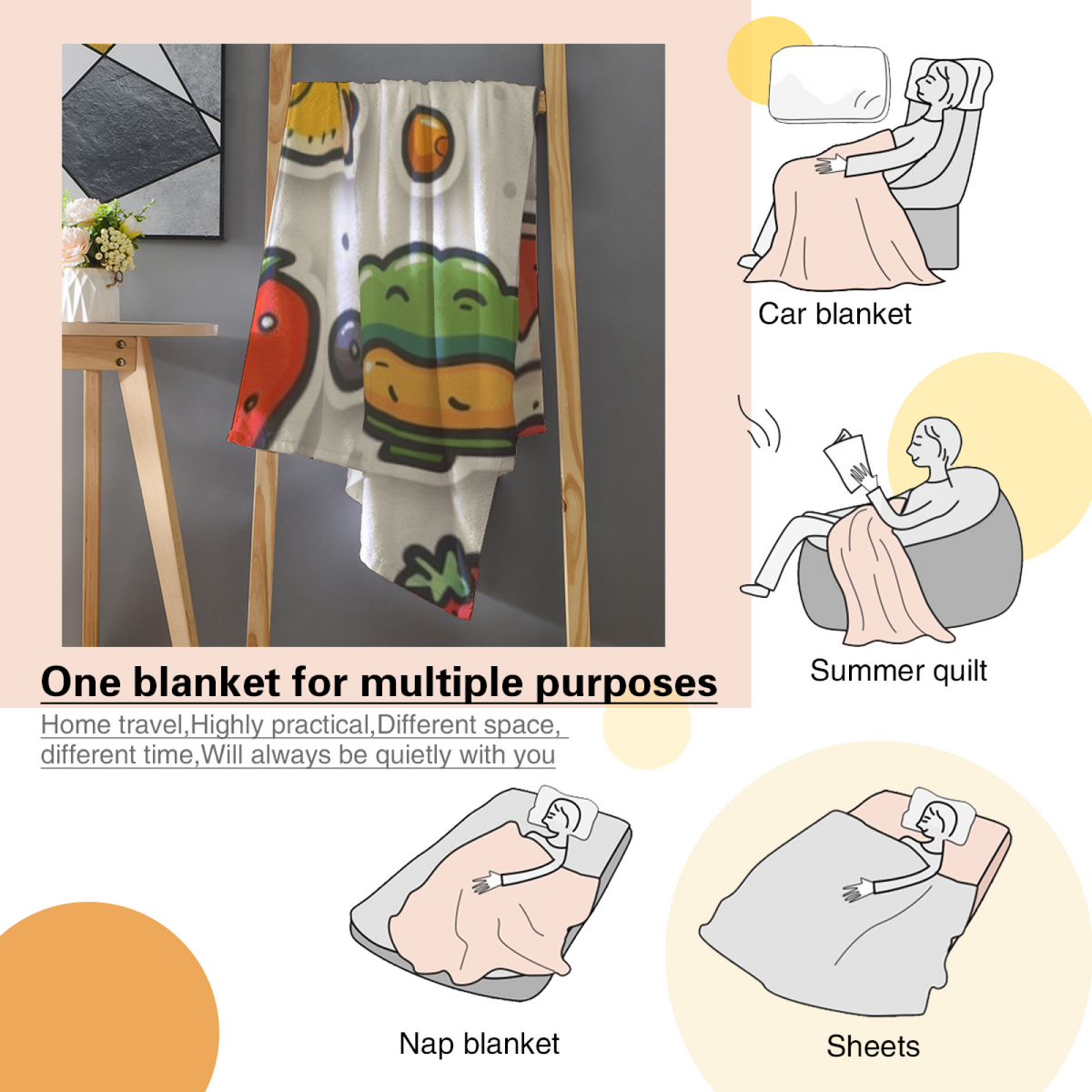 Electric Picnic Soft Neutral Art Decorative Flannel Blanket