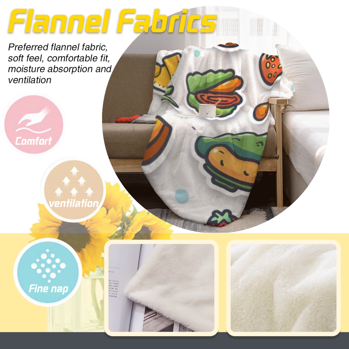 Electric Picnic Soft Neutral Art Decorative Flannel Blanket