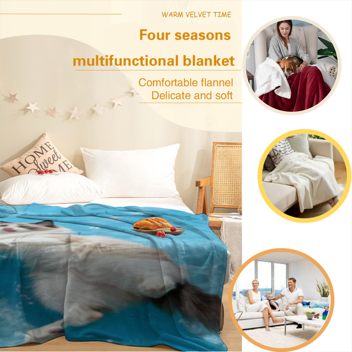 Frosted & Sanctuary Playful Graphic Plush Flannel Throw