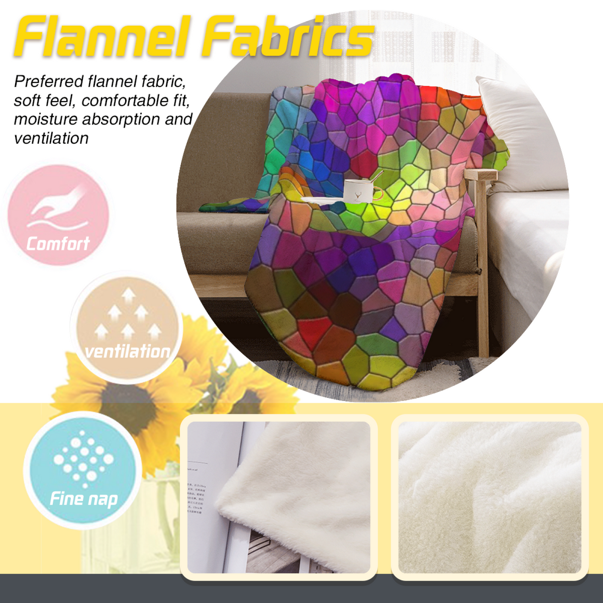 Gilded Flora Muted Sage Art Flannel Throw Blanket