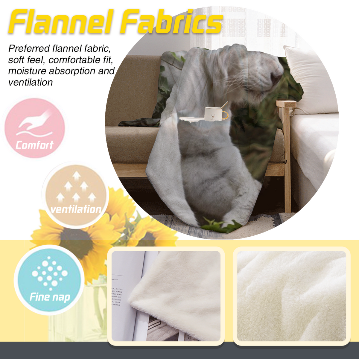 Evergreen Hearth Expressive Print Cozy Flannel Bed Blanket in Dusty Lilac