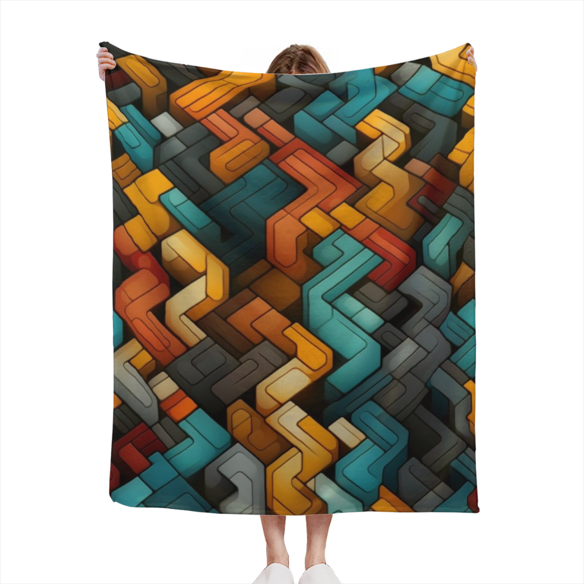 Watercolor Whisper Inspired Flannel Sofa Throw ¨C Earthy Neutral Palette