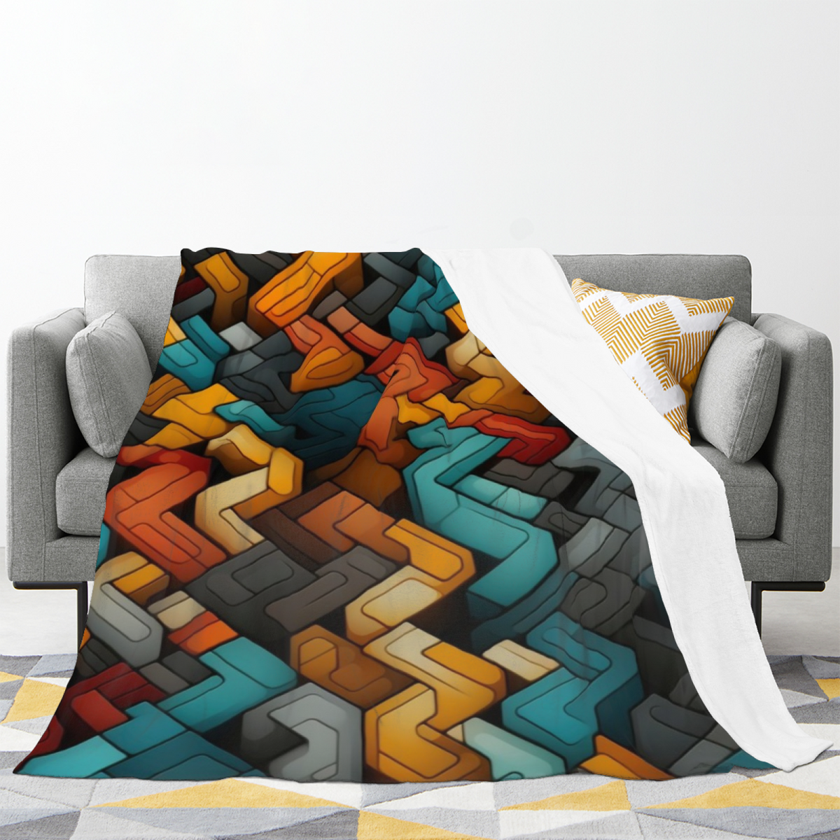 Watercolor Whisper Inspired Flannel Sofa Throw ¨C Earthy Neutral Palette