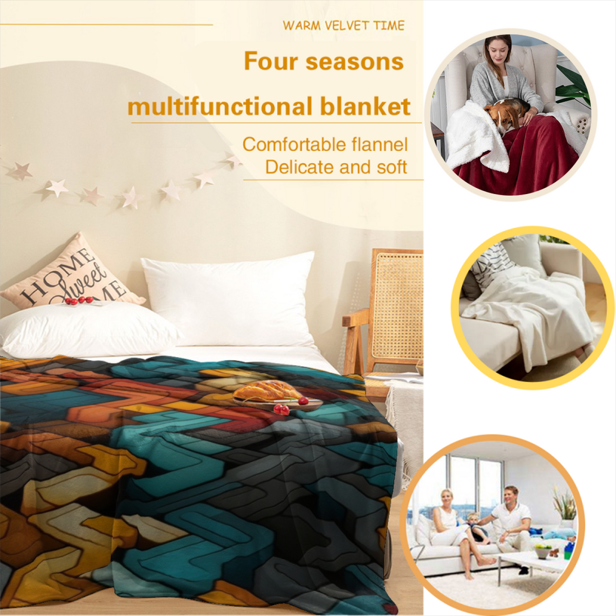 Watercolor Whisper Inspired Flannel Sofa Throw ¨C Earthy Neutral Palette