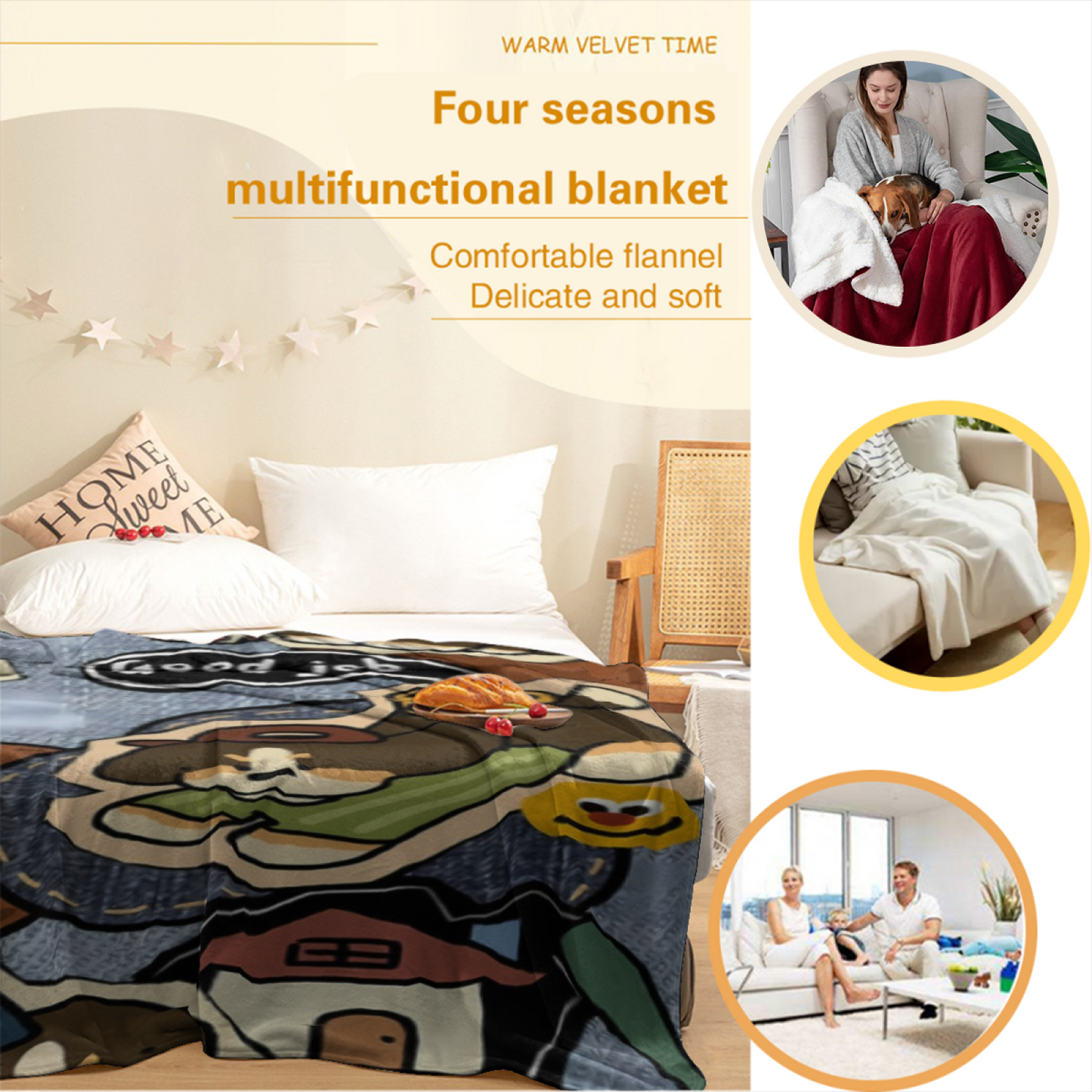 Colorful Decorative Art Throw Blanket ¨C Stylish Contemporary Cozy Blanket