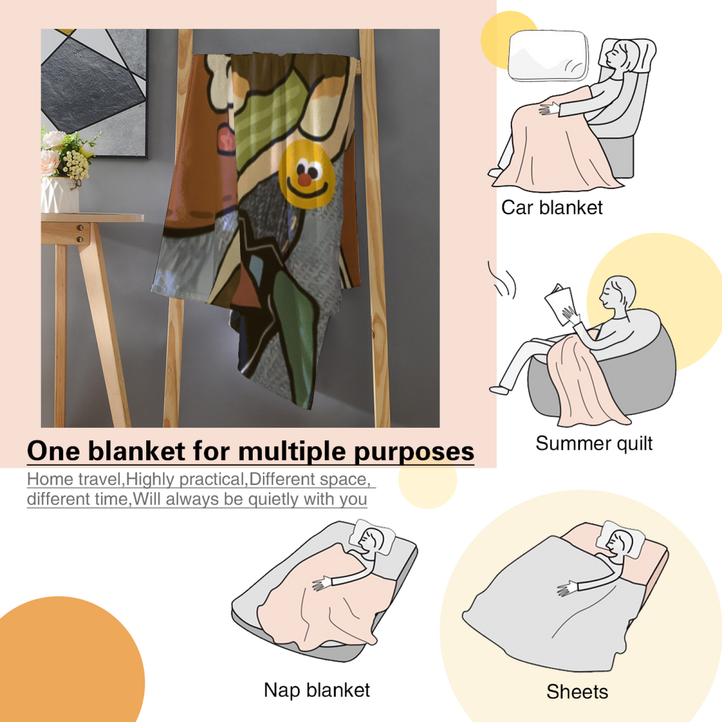Colorful Decorative Art Throw Blanket ¨C Stylish Contemporary Cozy Blanket