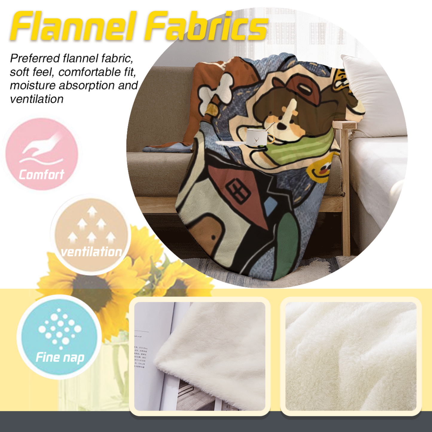 Colorful Decorative Art Throw Blanket ¨C Stylish Contemporary Cozy Blanket