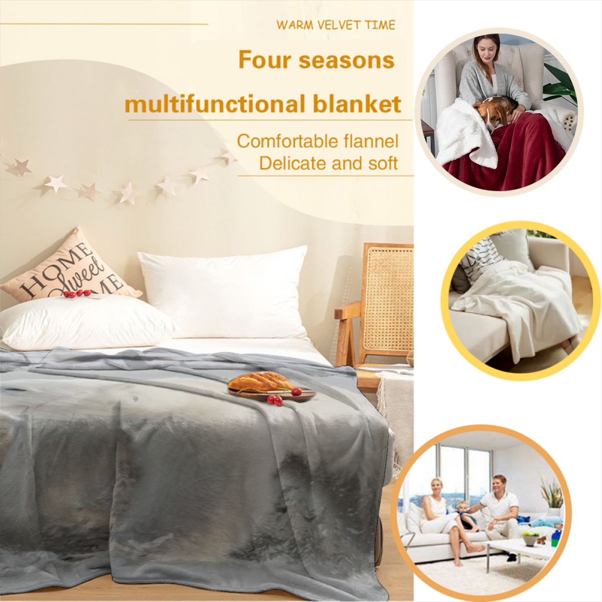 Heather Spectrum Inspired Flannel Sofa Throw ¨C Earthy Neutral Palette