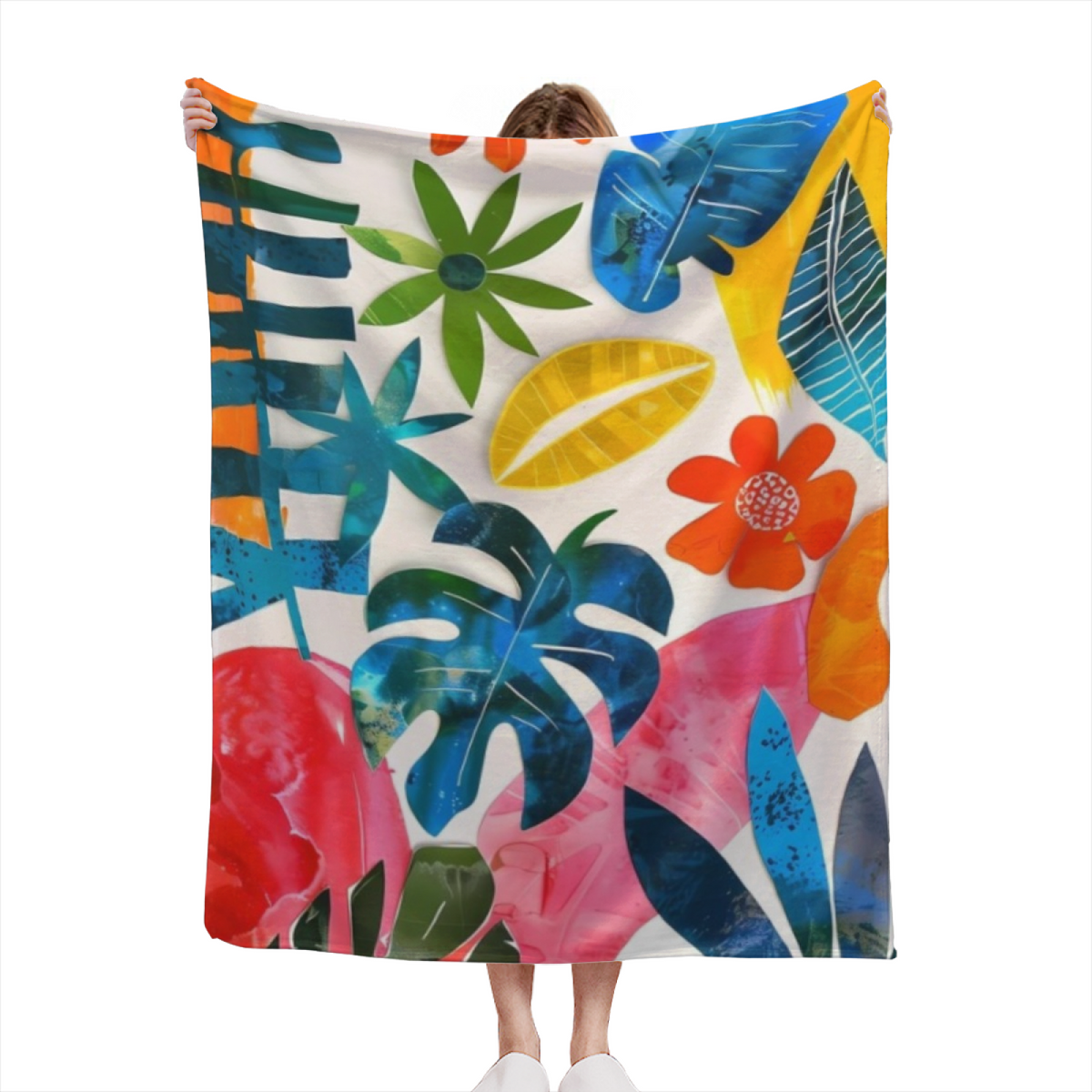 Retro Soft Neutral Ember Meadow All-Season Flannel Blanket