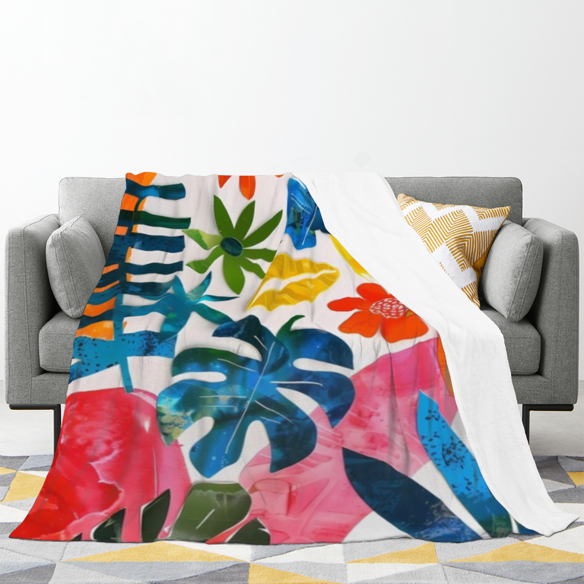 Retro Soft Neutral Ember Meadow All-Season Flannel Blanket