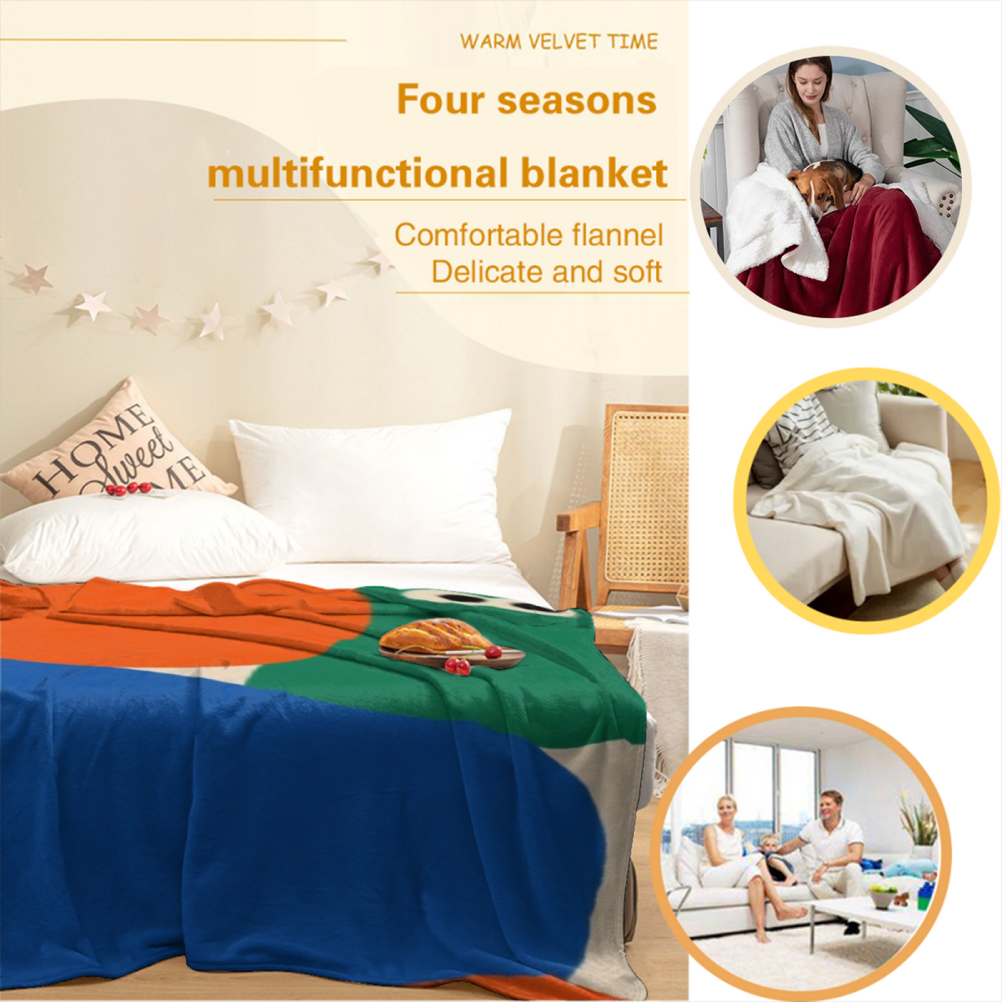 Stylish Printed Throw Blanket ¨C Colorful Decorative Design Cozy Blanket