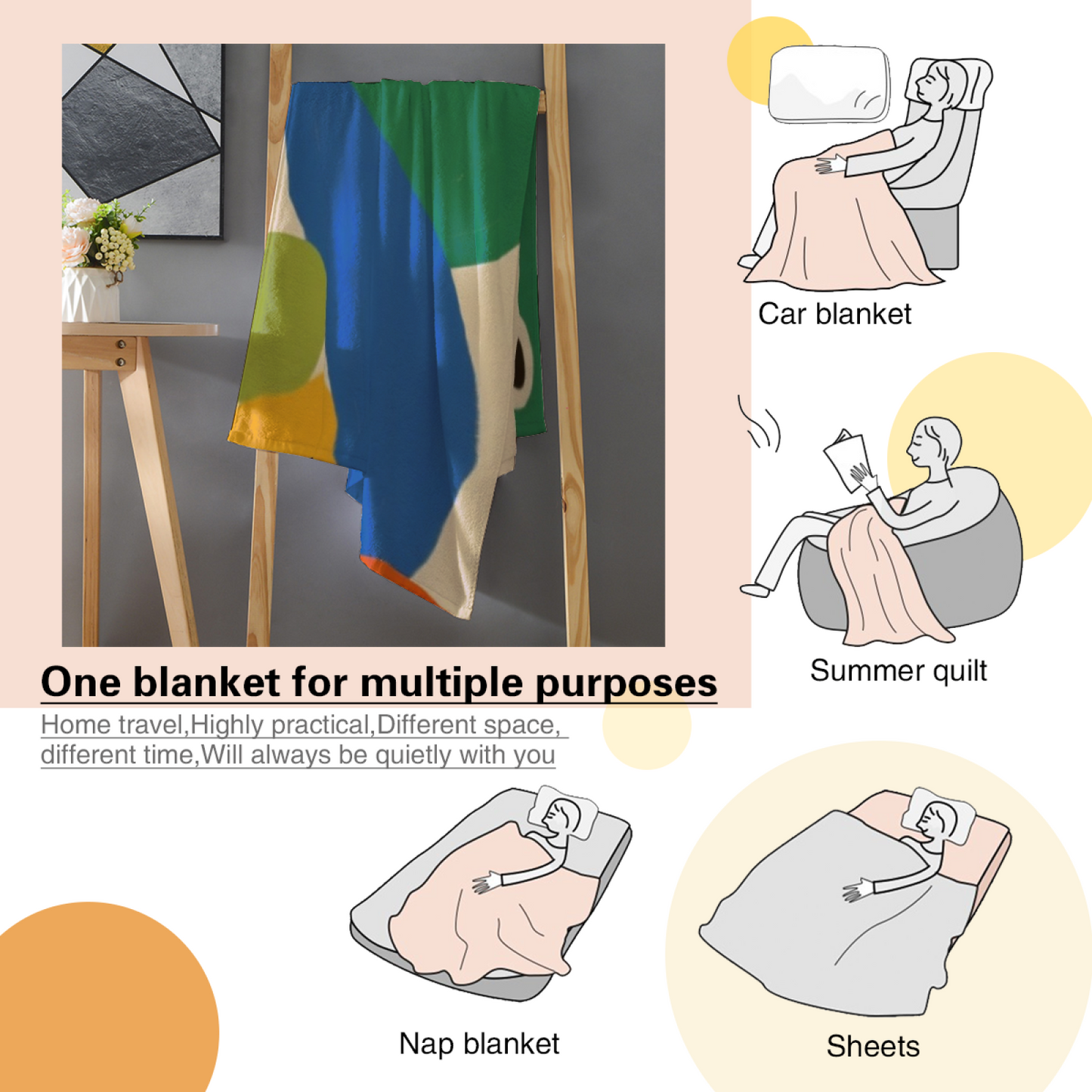 Stylish Printed Throw Blanket ¨C Colorful Decorative Design Cozy Blanket