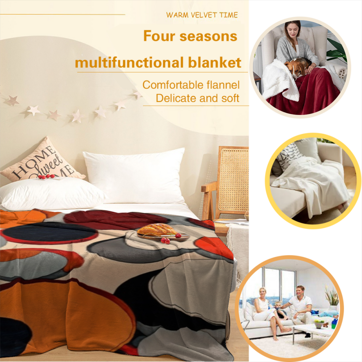 Burnished Blossom Pastel Multicolor Modern Art Decorative Flannel Blanket
