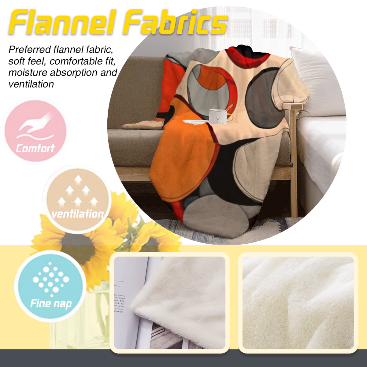 Burnished Blossom Pastel Multicolor Modern Art Decorative Flannel Blanket