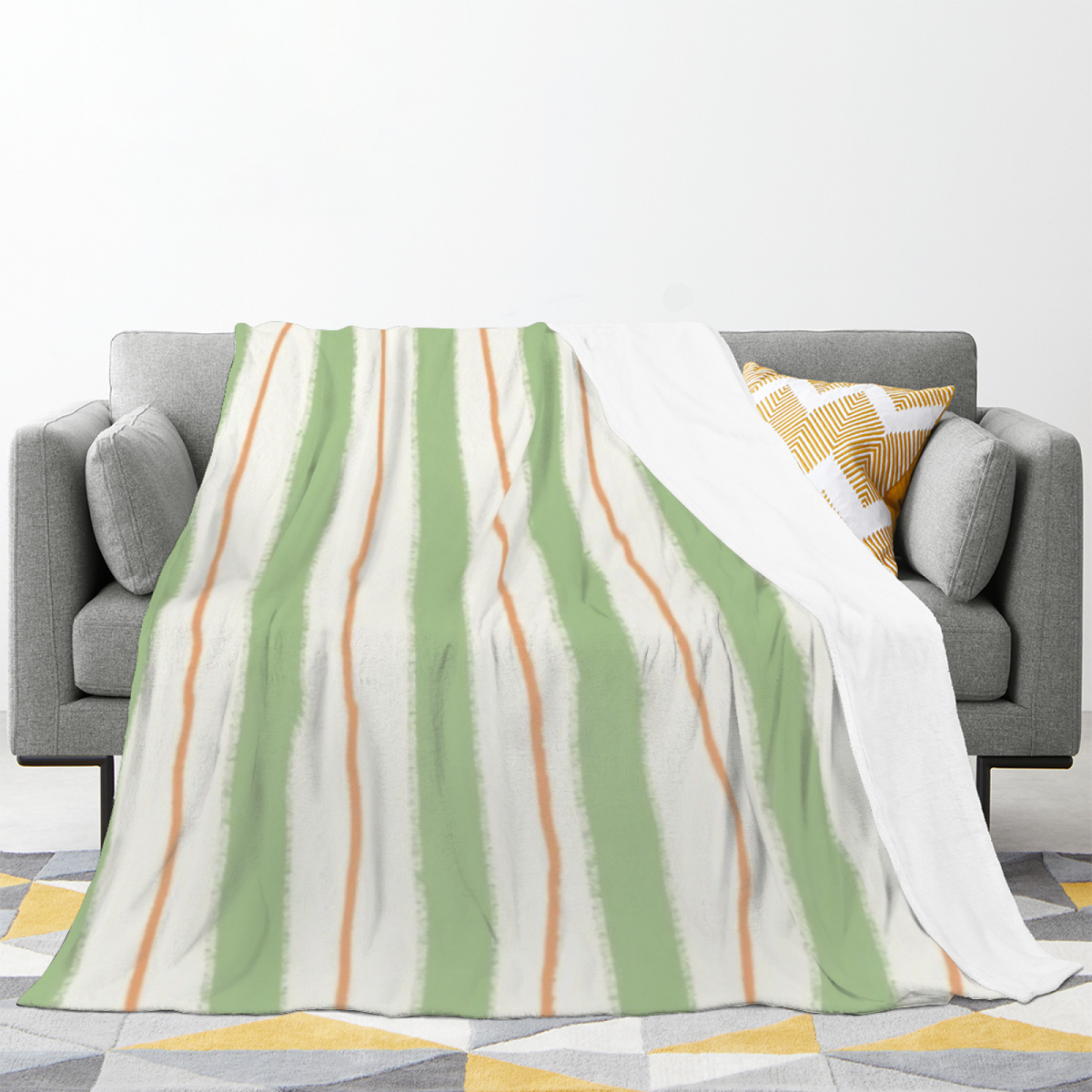 Decorative Ivory Fern Kaleidoscope Plush Flannel Throw