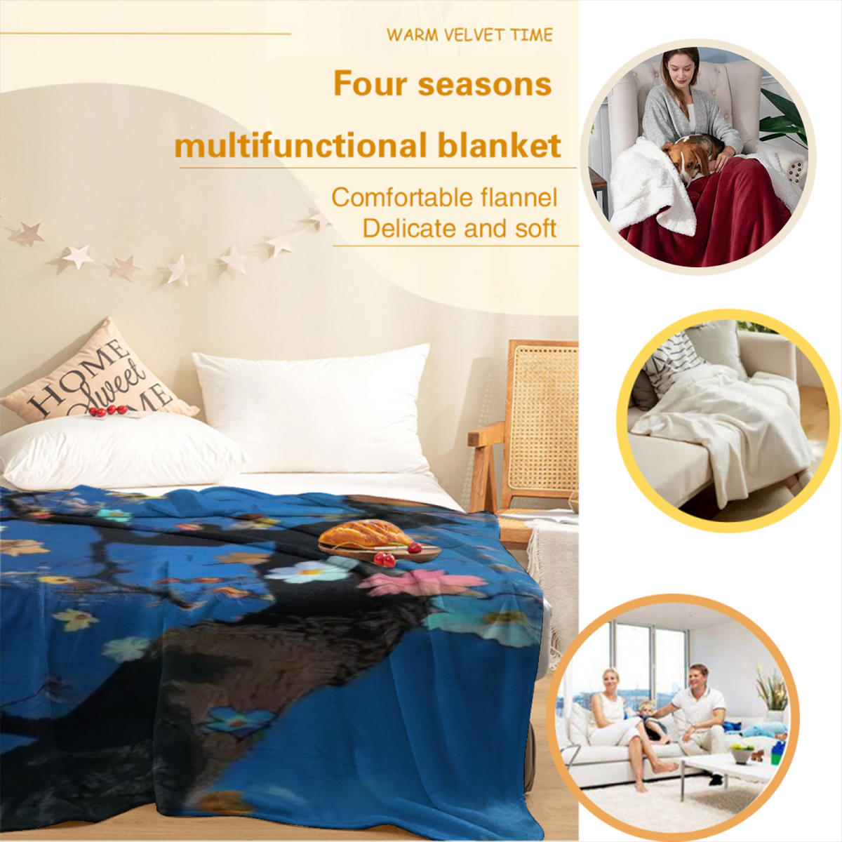 Pastel Multicolor Whimsical Decor Plush Flannel Throw ¨C Riverstone Hearth Edition