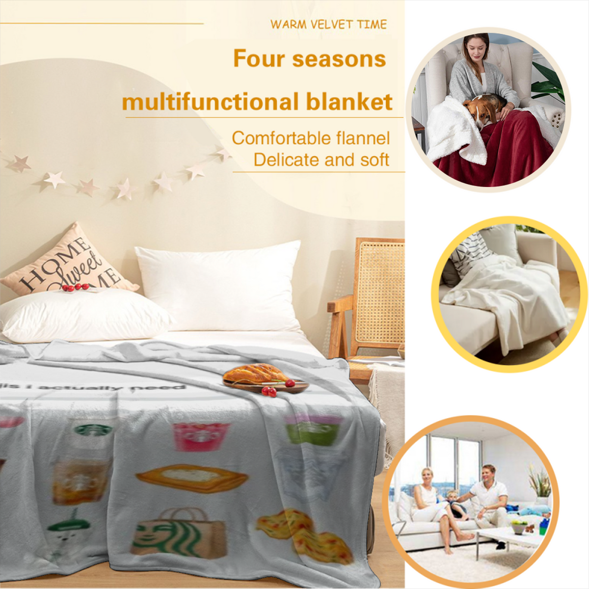 Riverstone Mirage Pastel Multicolor Modern Art Flannel Throw Blanket