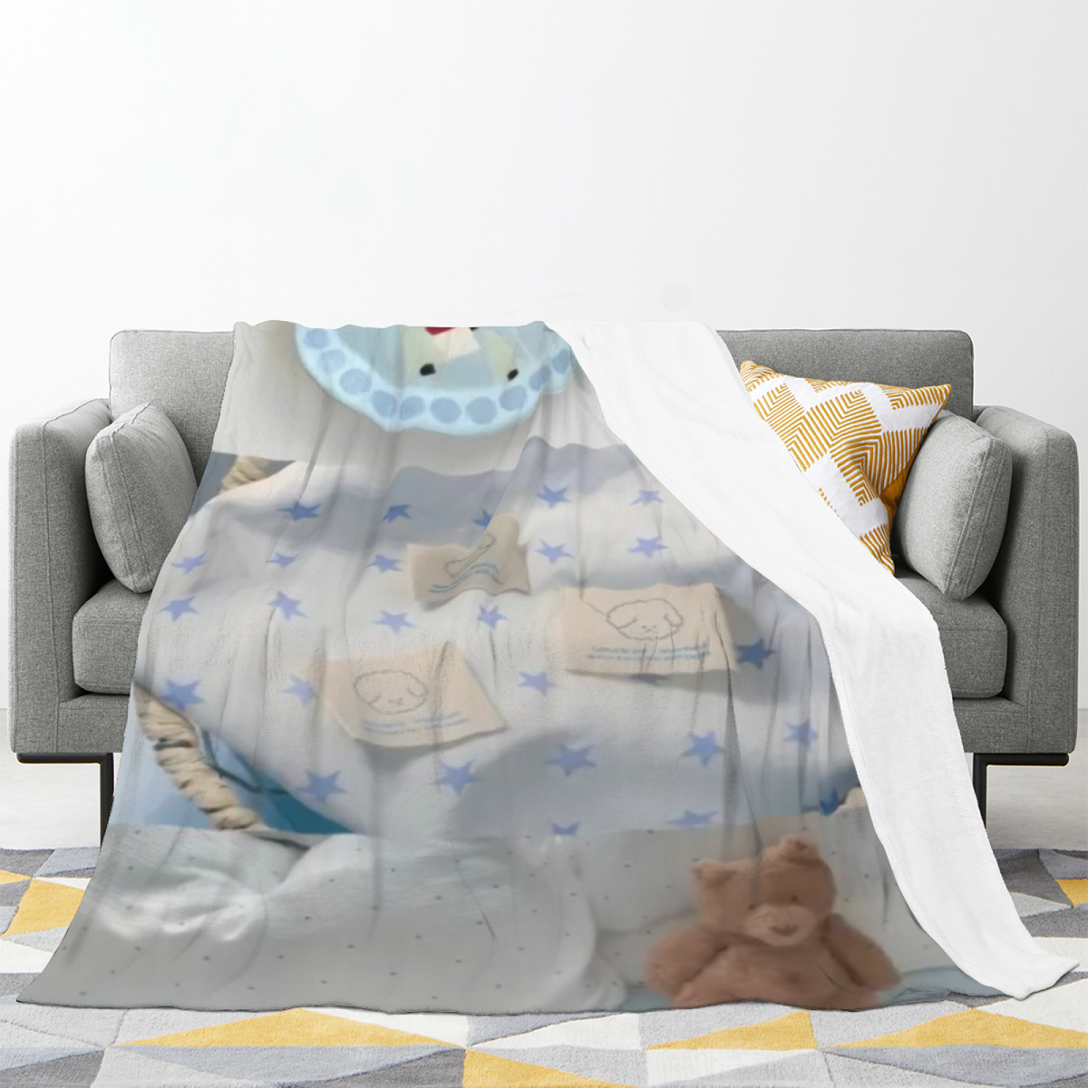 Desert & Horizon Playful Graphic Plush Flannel Throw
