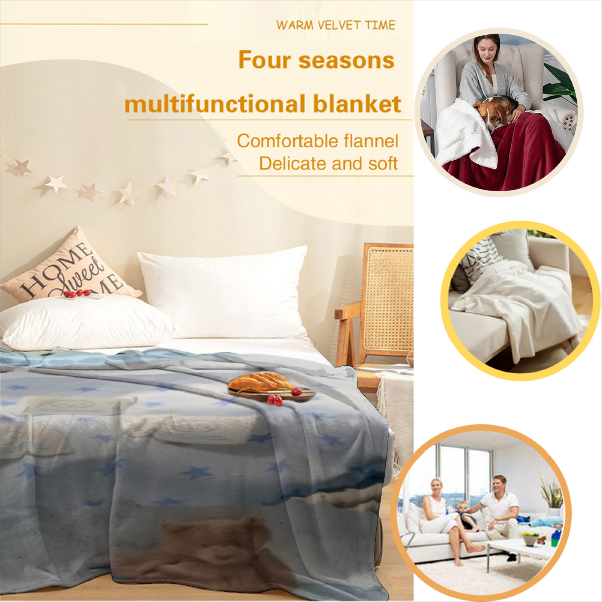 Desert & Horizon Playful Graphic Plush Flannel Throw