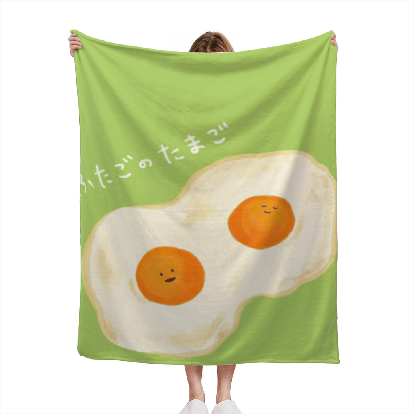 Green Apple Flannel Throw Blanket ¨C Cute Minimal Fruit Character Print