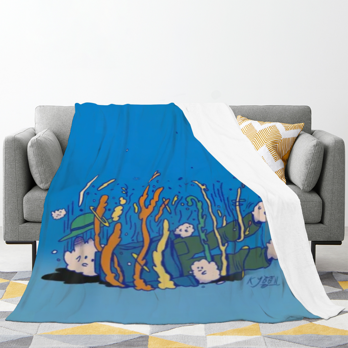 Eclectic Design Prairie Ripple Warm Coral Flannel Sofa Throw