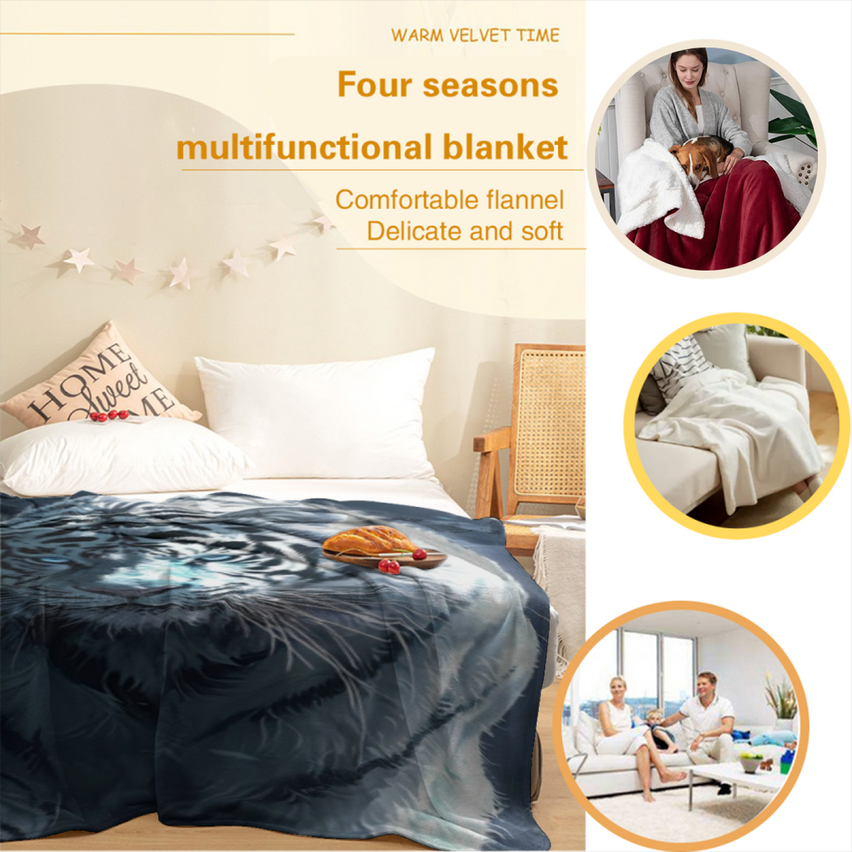 Soft Minimalist All-Season Flannel Blanket ¨C Festival Sprout Collection