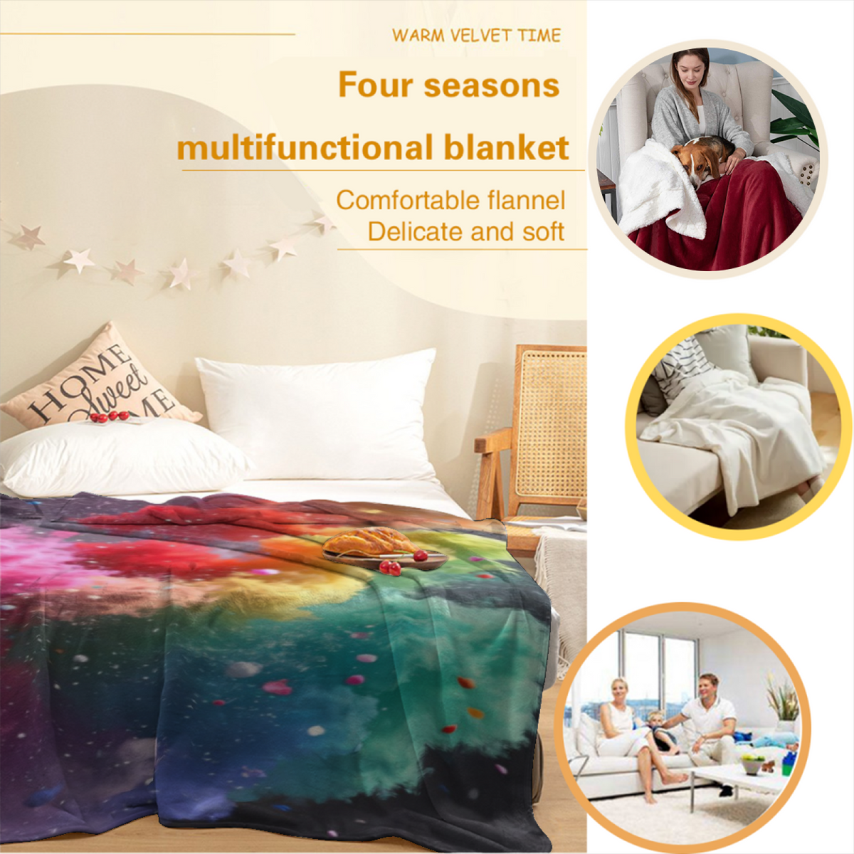 Wildwood Sanctuary Rich Multicolor Modern Art Decorative Flannel Blanket