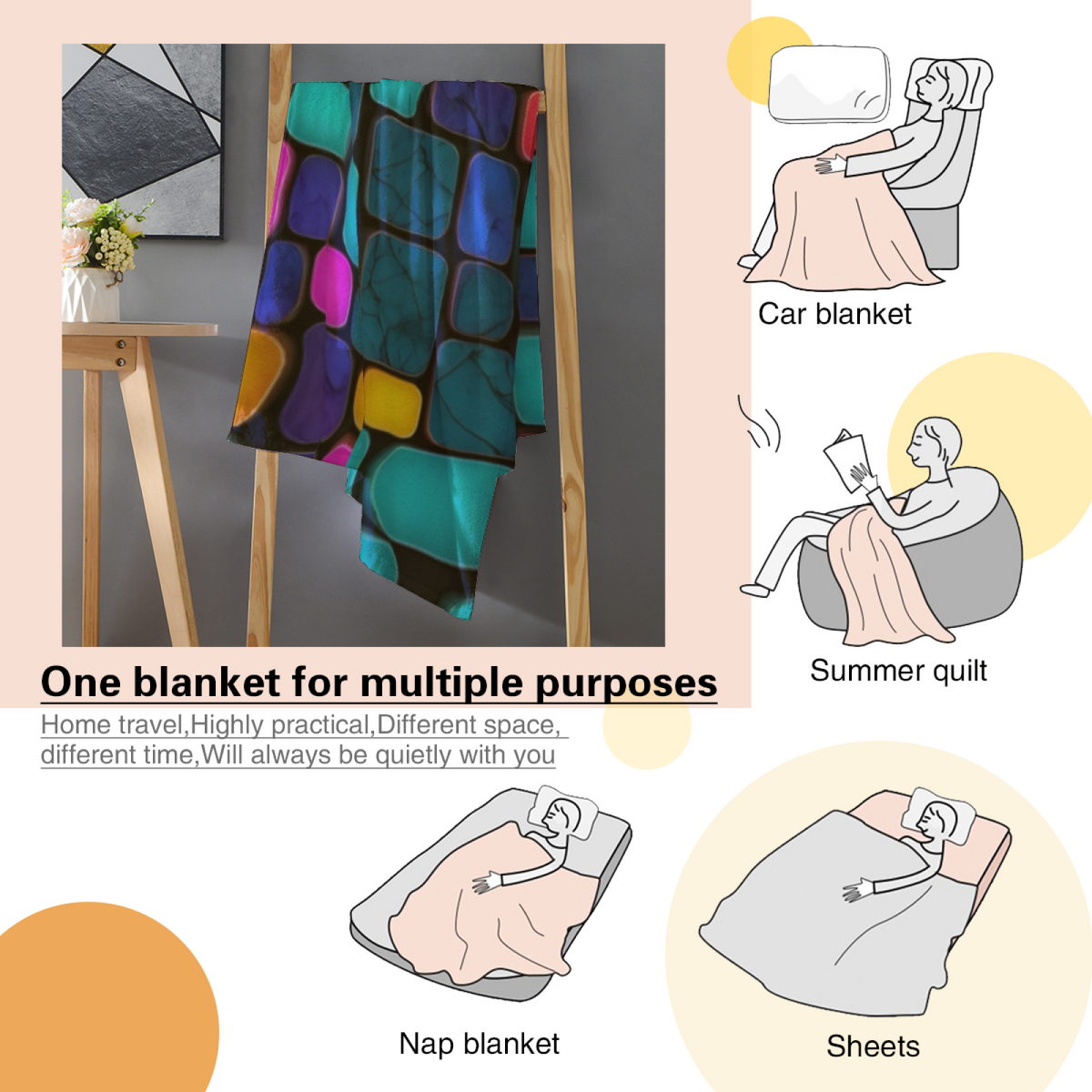 Breezy Blossom Expressive Print Cozy Flannel Bed Blanket in Dusty Lilac
