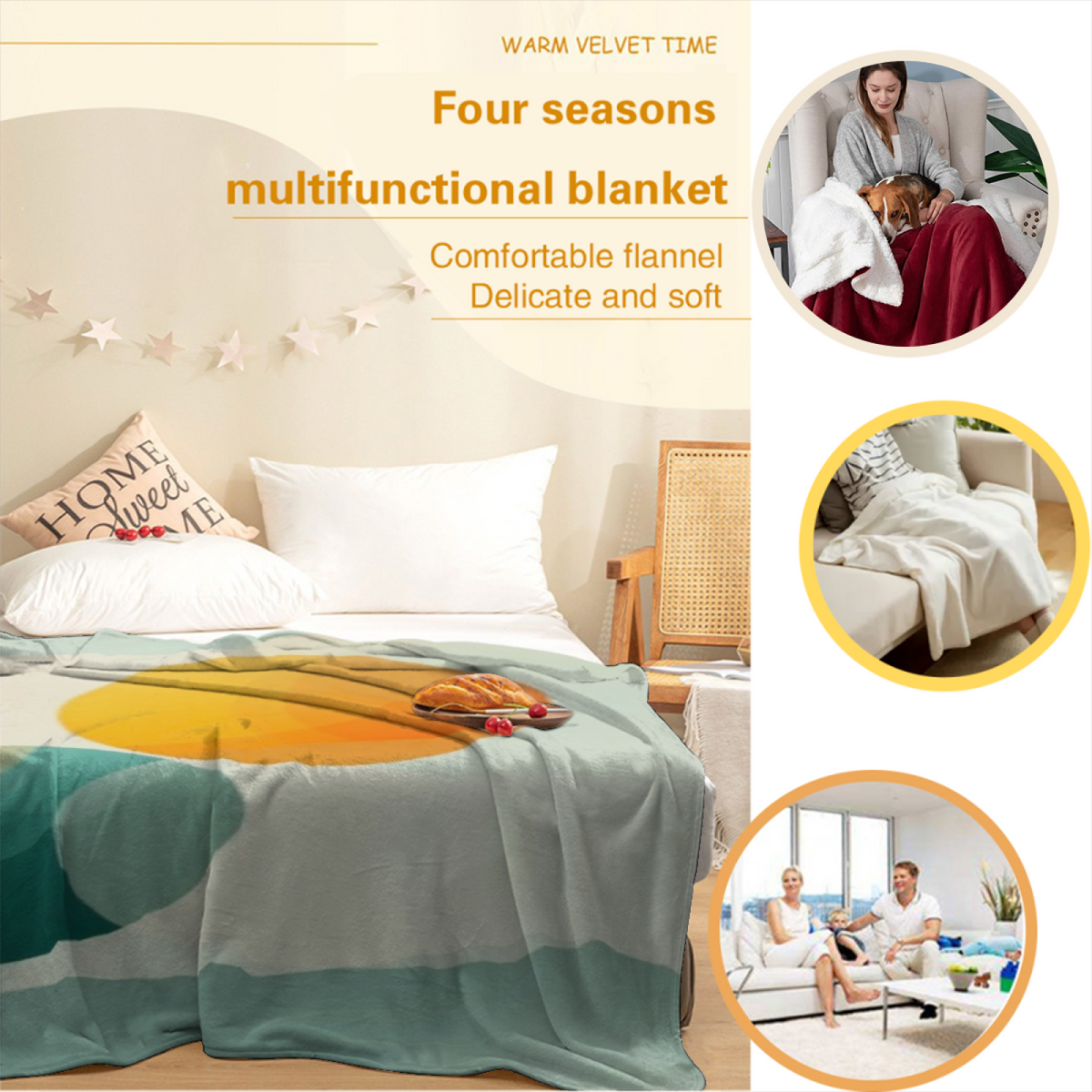 Harbor Petal Soft Neutral Dreamy Soft Flannel Blanket