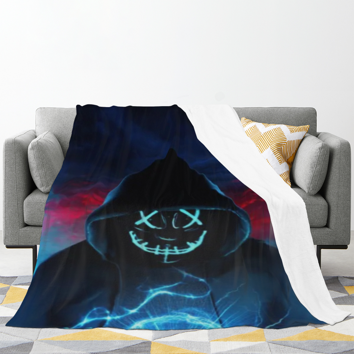 Oceanic & Jubilee Playful Graphic Plush Flannel Throw