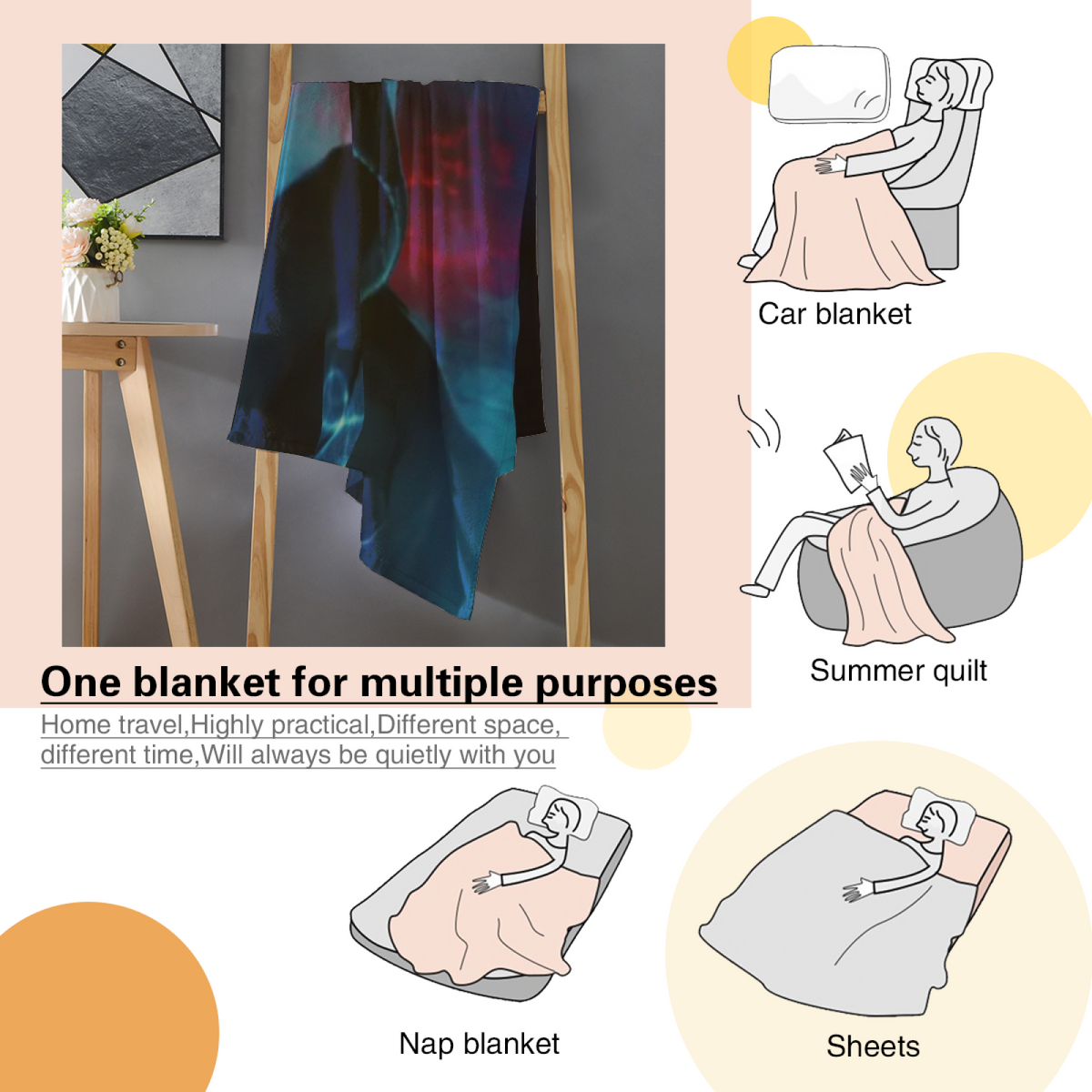Oceanic & Jubilee Playful Graphic Plush Flannel Throw
