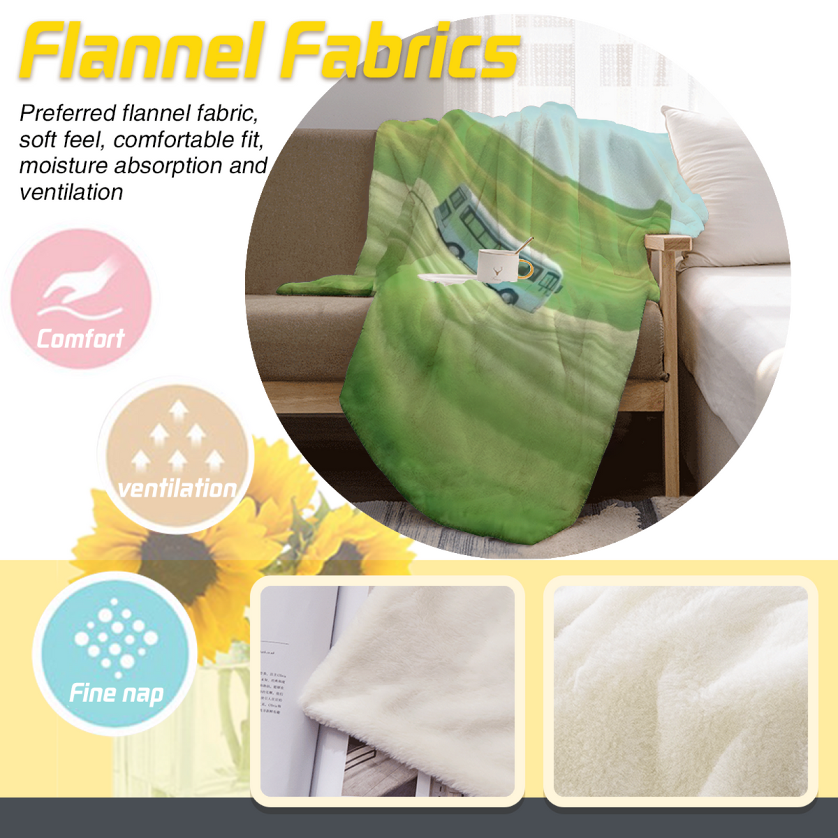 Flannel Throw Blanket with Seaside Treasure Cozy Cottage Artwork