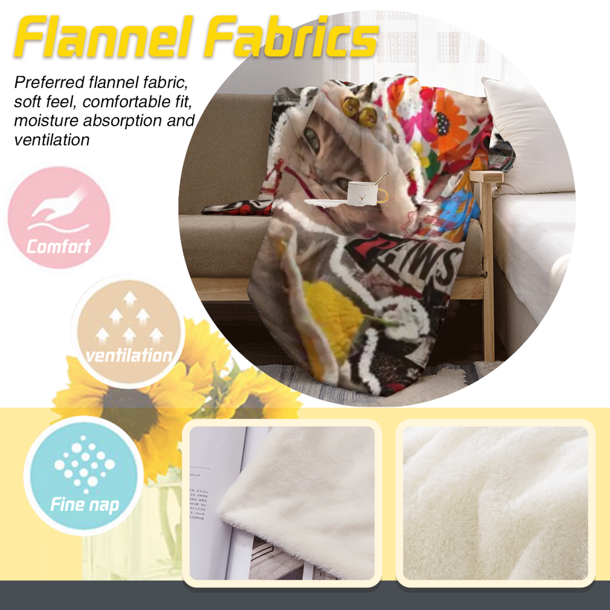 Pastel Multicolor Whimsical Decor Plush Flannel Throw ¨C Cosmic Whisper Edition