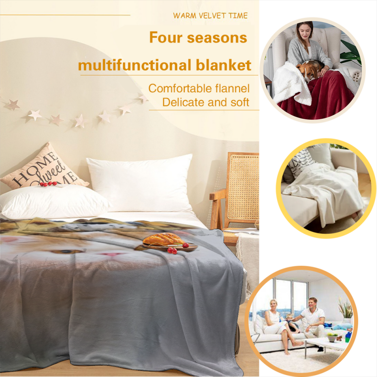 Pebble Vista Soft Neutral Contemporary All-Season Flannel Blanket