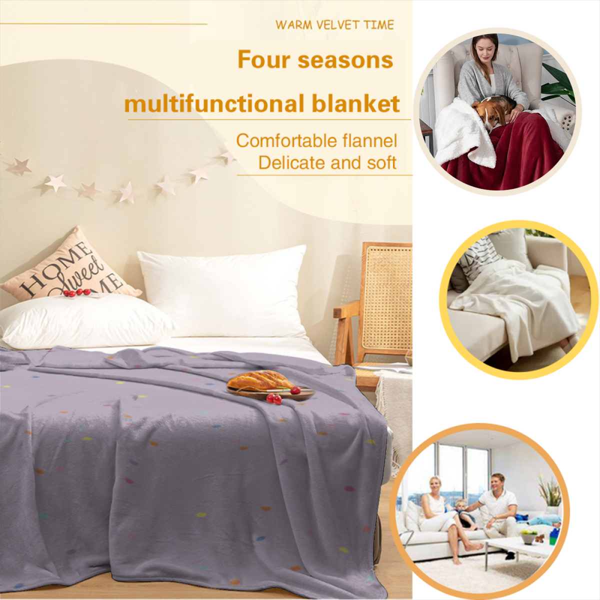 Soft Minimalist All-Season Flannel Blanket ¨C Sunwashed Wonder Collection