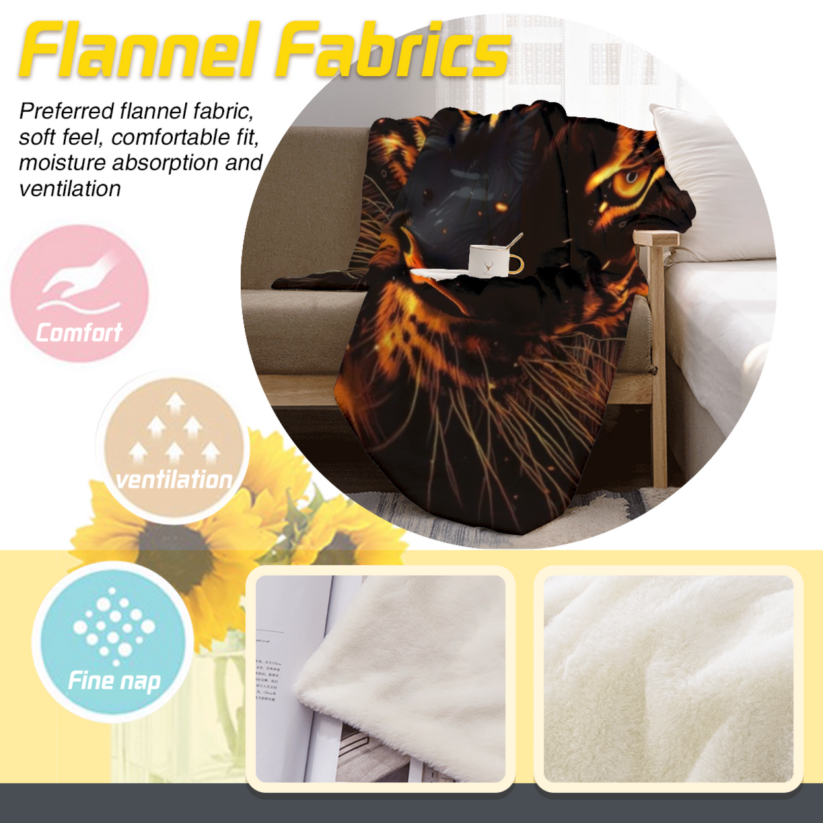 Pastel Multicolor Whimsical Decor All-Season Flannel Blanket ¨C Marigold Carnival Edition