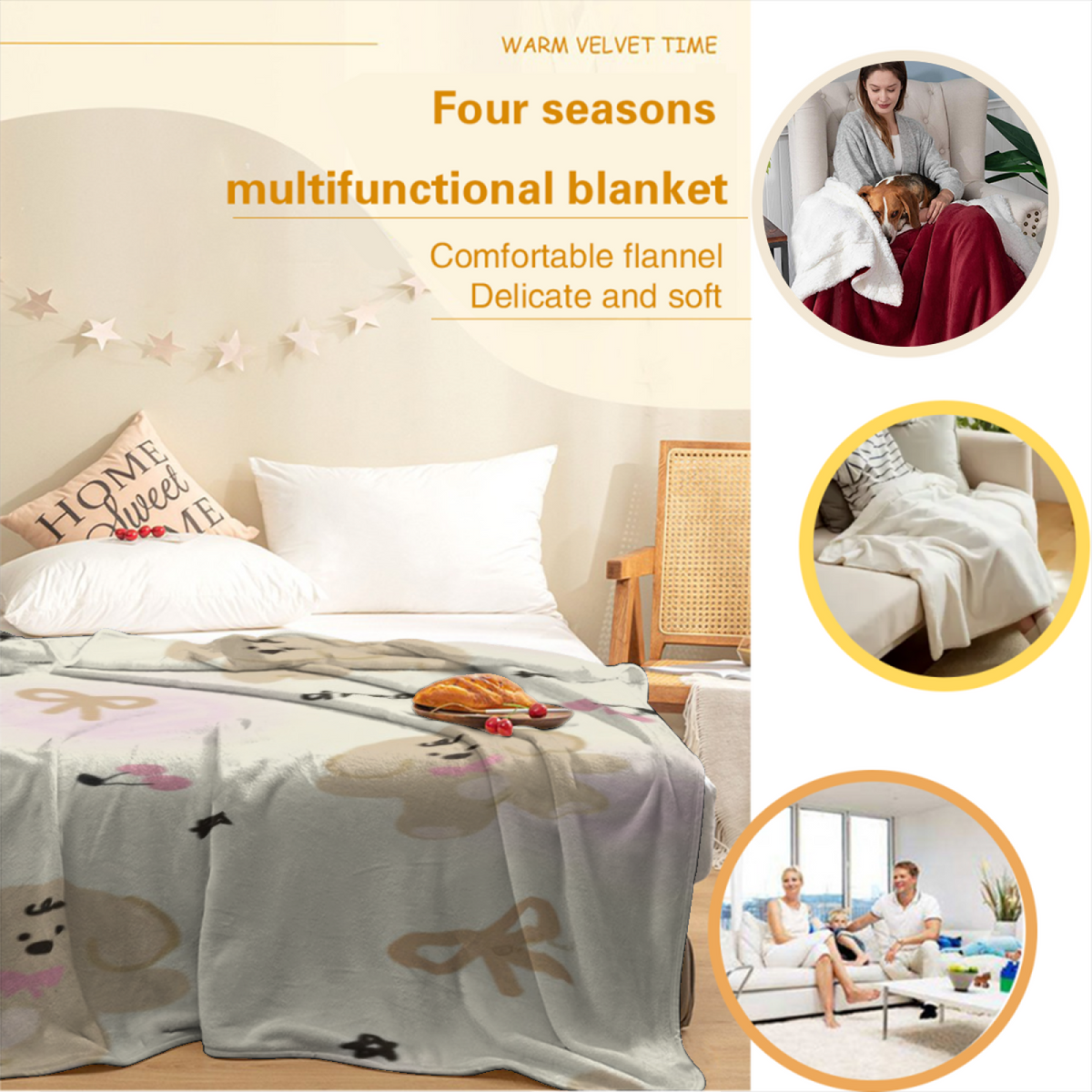 Eclectic Ivory Zephyr Muse All-Season Flannel Blanket