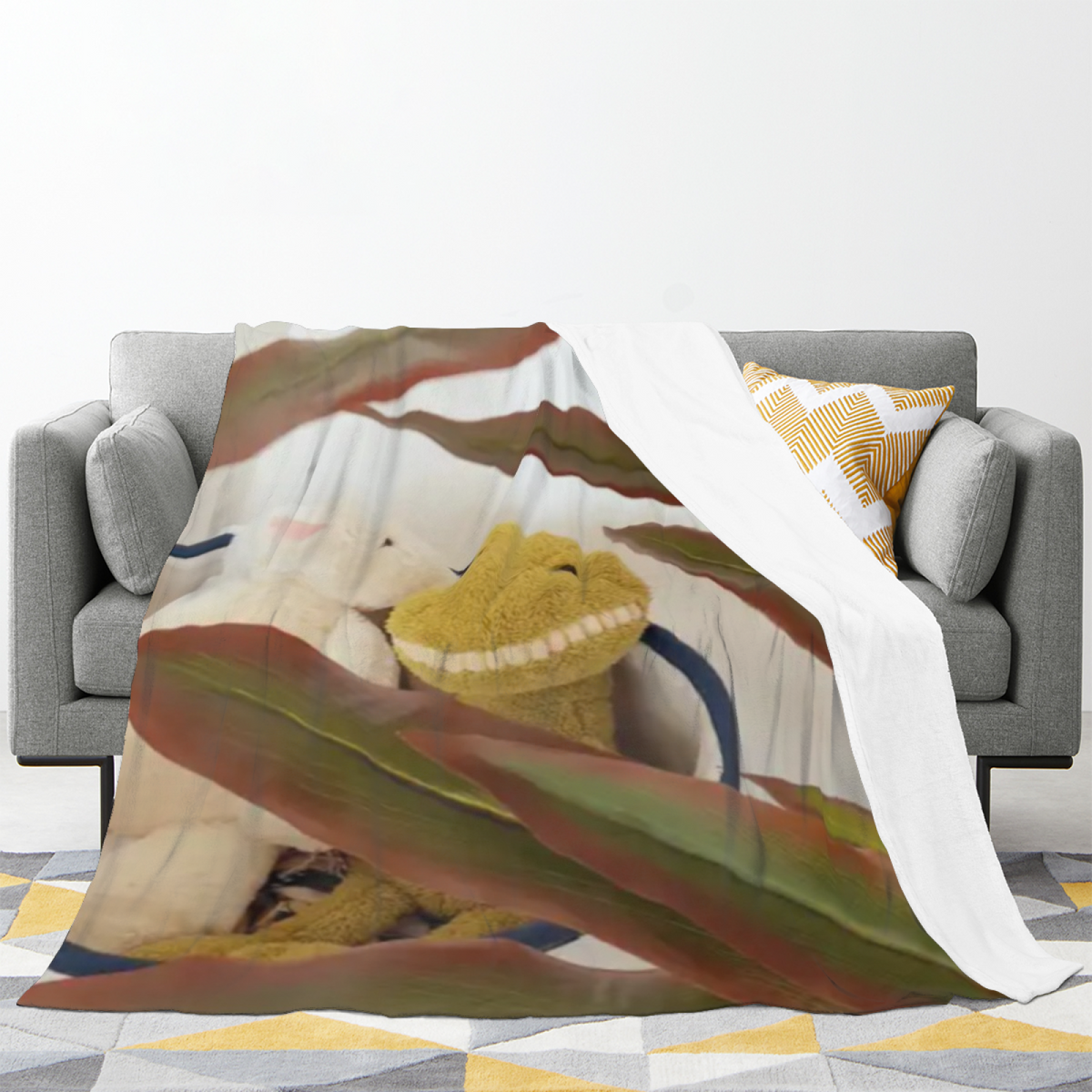 Festival Horizon Muted Sage Art Decorative Flannel Blanket