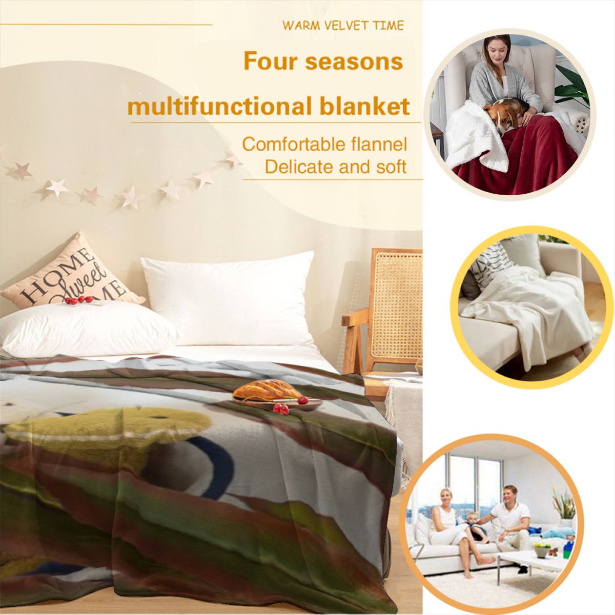 Festival Horizon Muted Sage Art Decorative Flannel Blanket