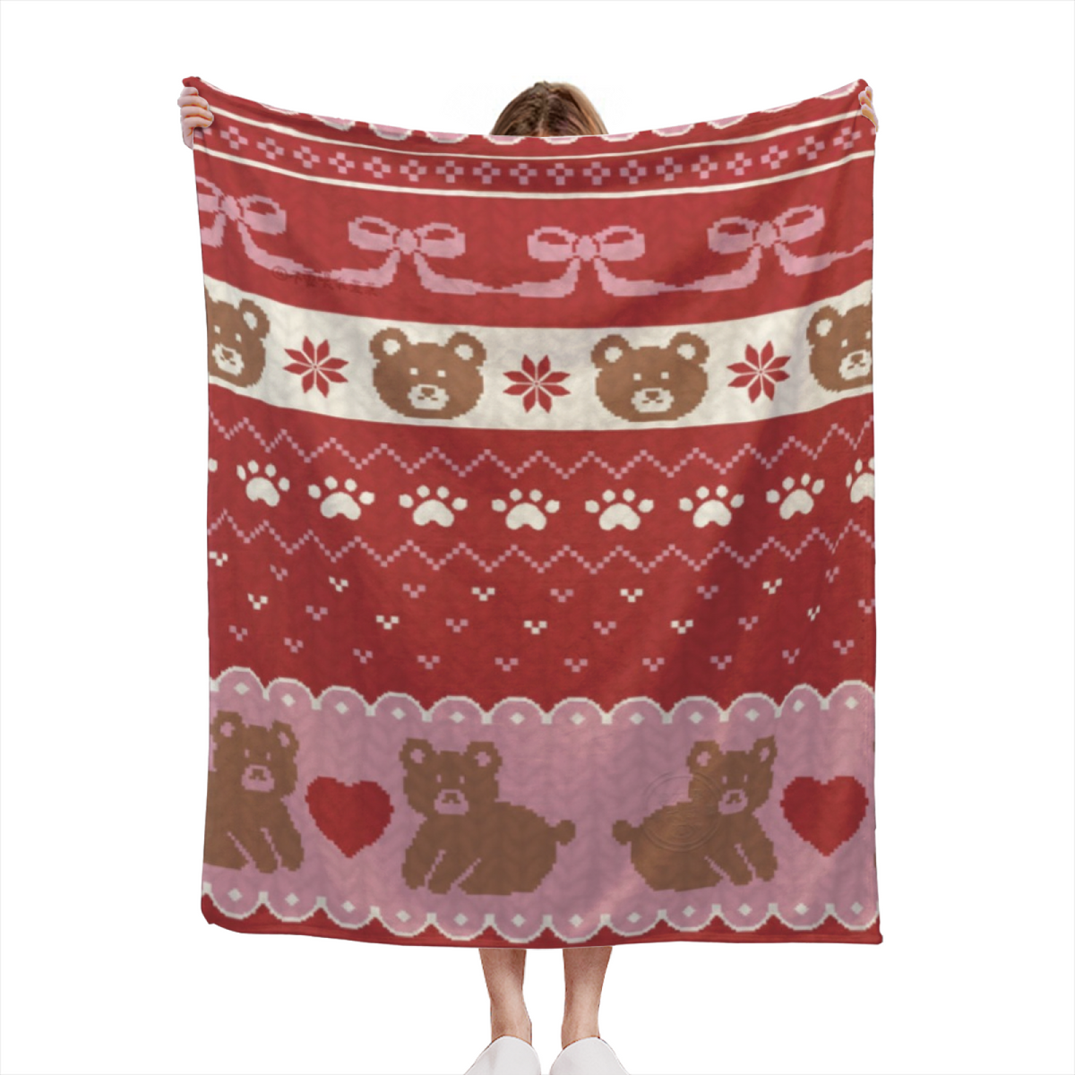 Modern Warm Coral Cedar Kaleidoscope Decorative Flannel Blanket