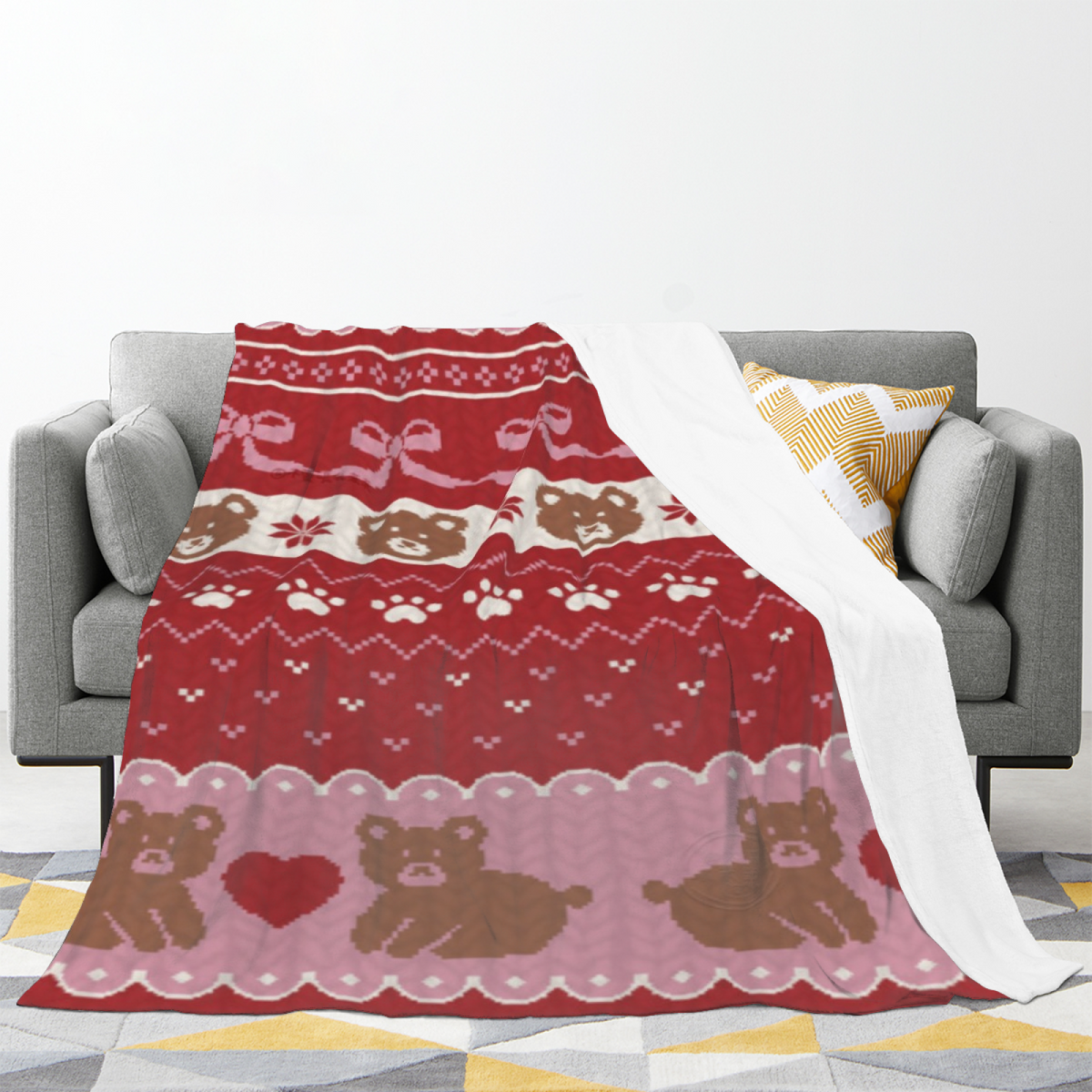 Modern Warm Coral Cedar Kaleidoscope Decorative Flannel Blanket