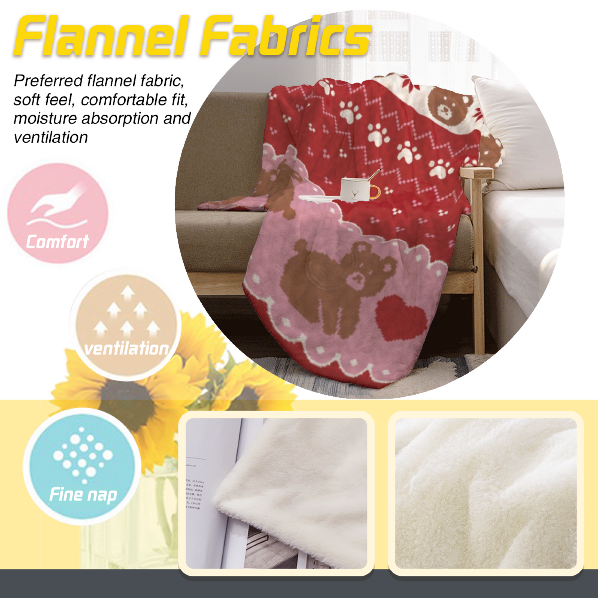 Modern Warm Coral Cedar Kaleidoscope Decorative Flannel Blanket