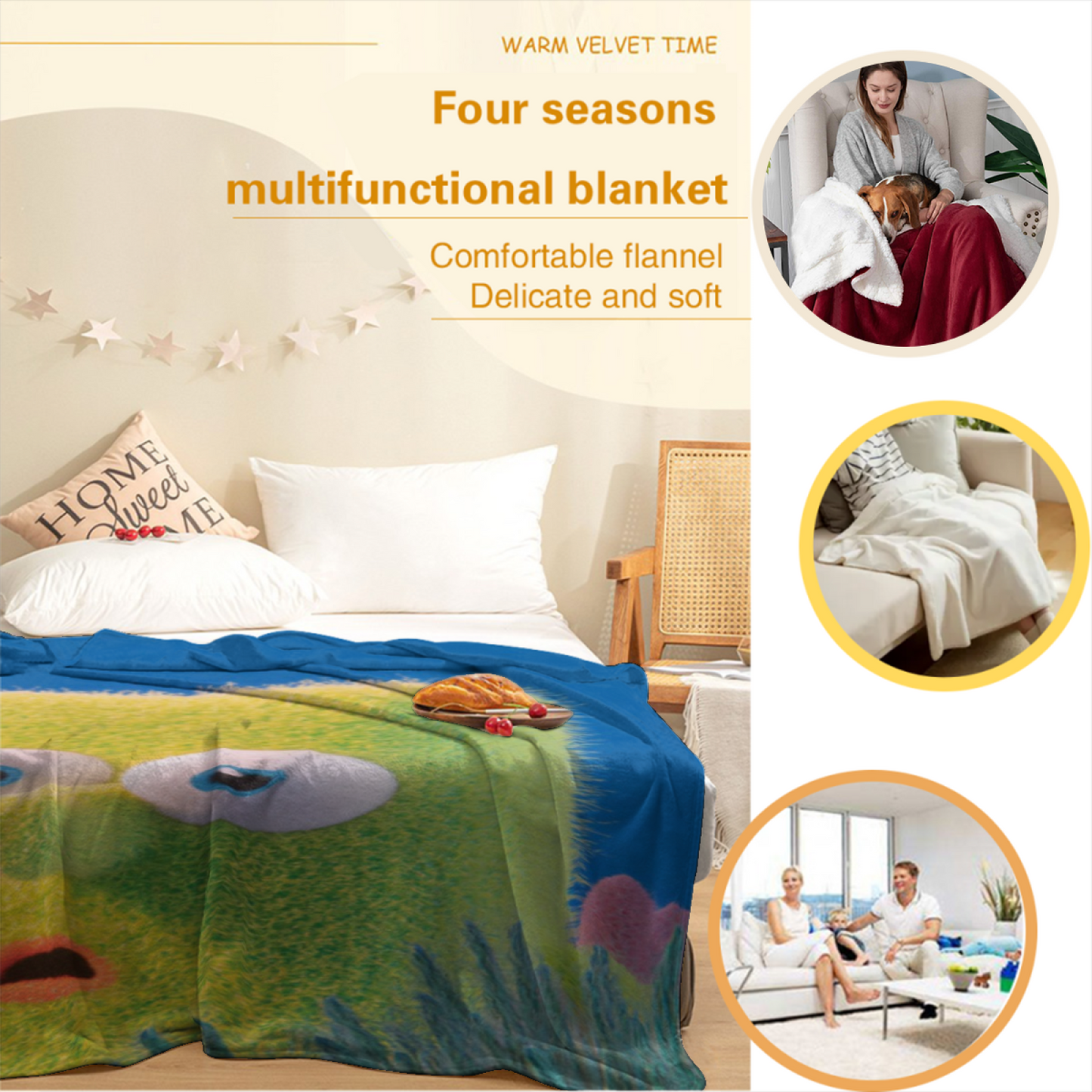 Colorful Decorative Art Throw Blanket ¨C Modern Printed Cozy Home Blanket