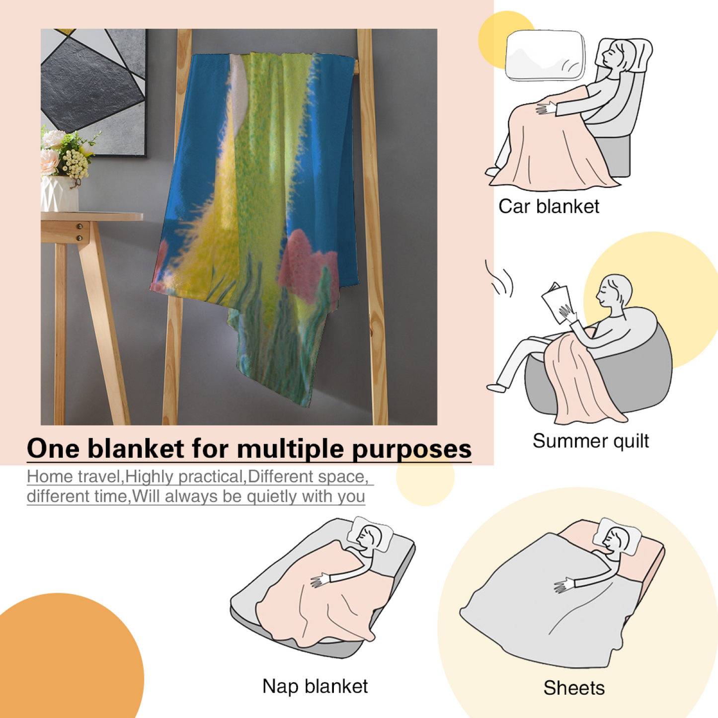 Colorful Decorative Art Throw Blanket ¨C Modern Printed Cozy Home Blanket