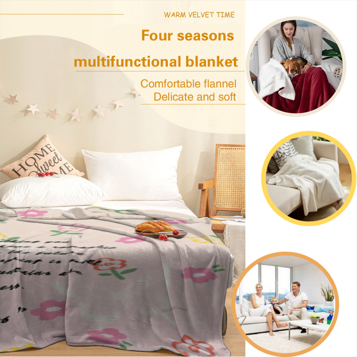 Ivory Ember Odyssey Flannel Throw Blanket