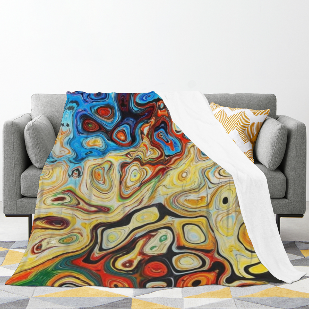 Soft Neutral Silver Reverie Plush Flannel Throw
