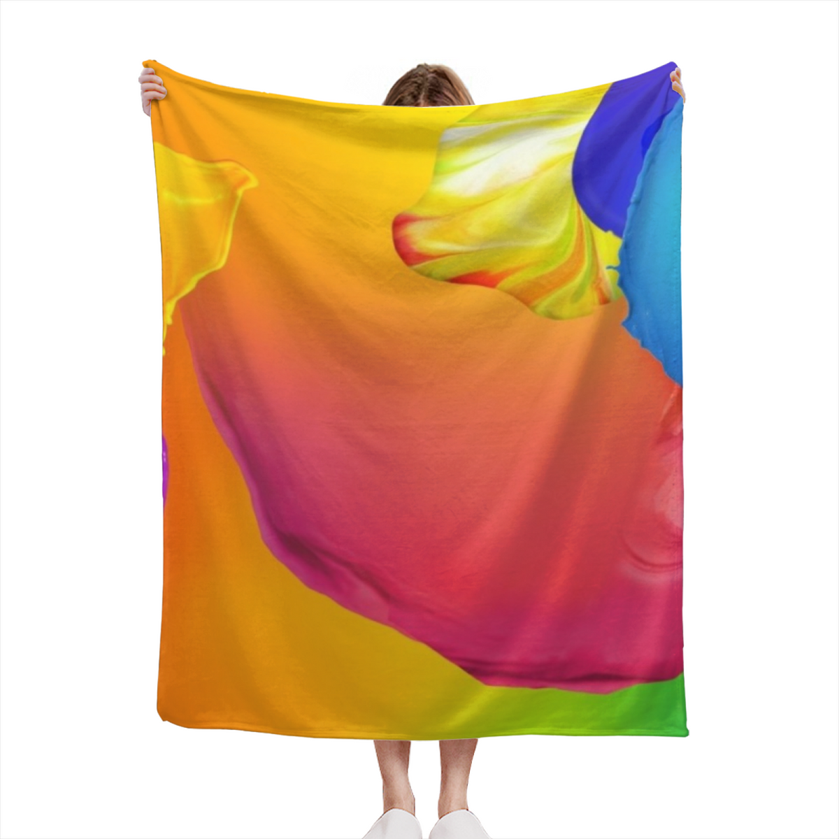 Retro Warm Coral Ember Reverie Cozy Flannel Bed Blanket
