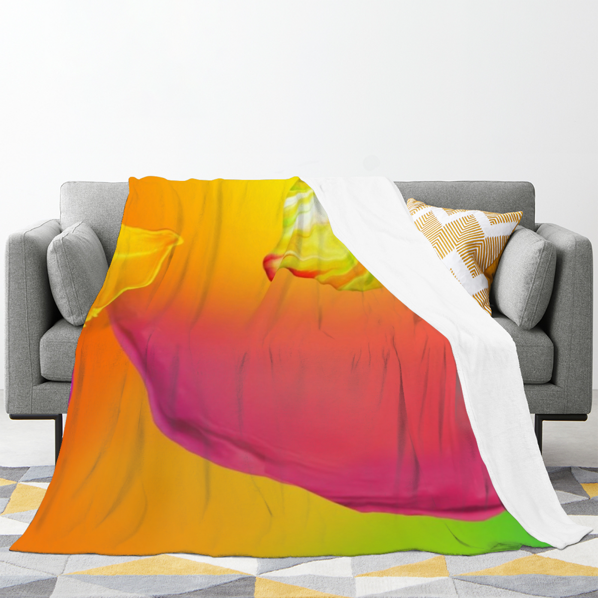 Retro Warm Coral Ember Reverie Cozy Flannel Bed Blanket