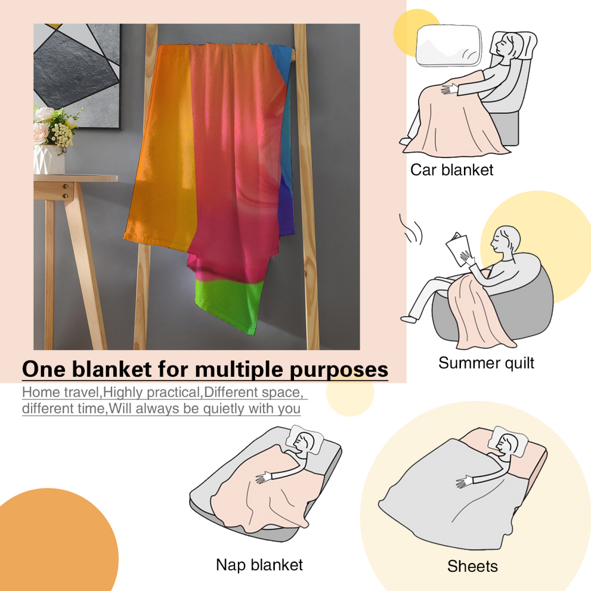 Retro Warm Coral Ember Reverie Cozy Flannel Bed Blanket